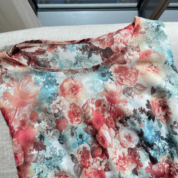 Forever 21 Pink Floral Asymmetrical Sleeveless Dress Small - Picture 7 of 11